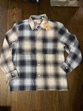Men Levis Black White Blue Plaid Flannel Button Shirt Long Sleeve Size MED NWT