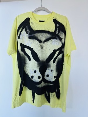 New GIVENCHY x Chito Men's Yellow Graffiti Dog Oversized T-Shirt
