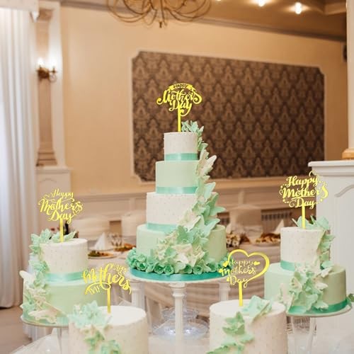 12PCS Happy Mothers Day Cake Toppers, 6 Different Designs Acrylic Happy - Picture 5 of 8