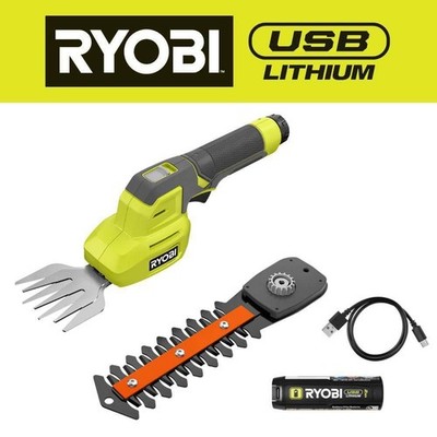 RYOBI USB Lithium Shear Shrubber Kit w/ 2.0 Ah Battery & Charging Cable