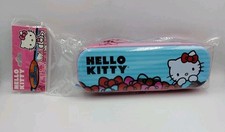 Hello Kitty Sanrio Zippered Blue Striped Tin Pencil Case 55179 From 2014