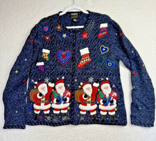 Vintage Designers Originals Studio Sweater Womens Large Santa Christmas Holiday