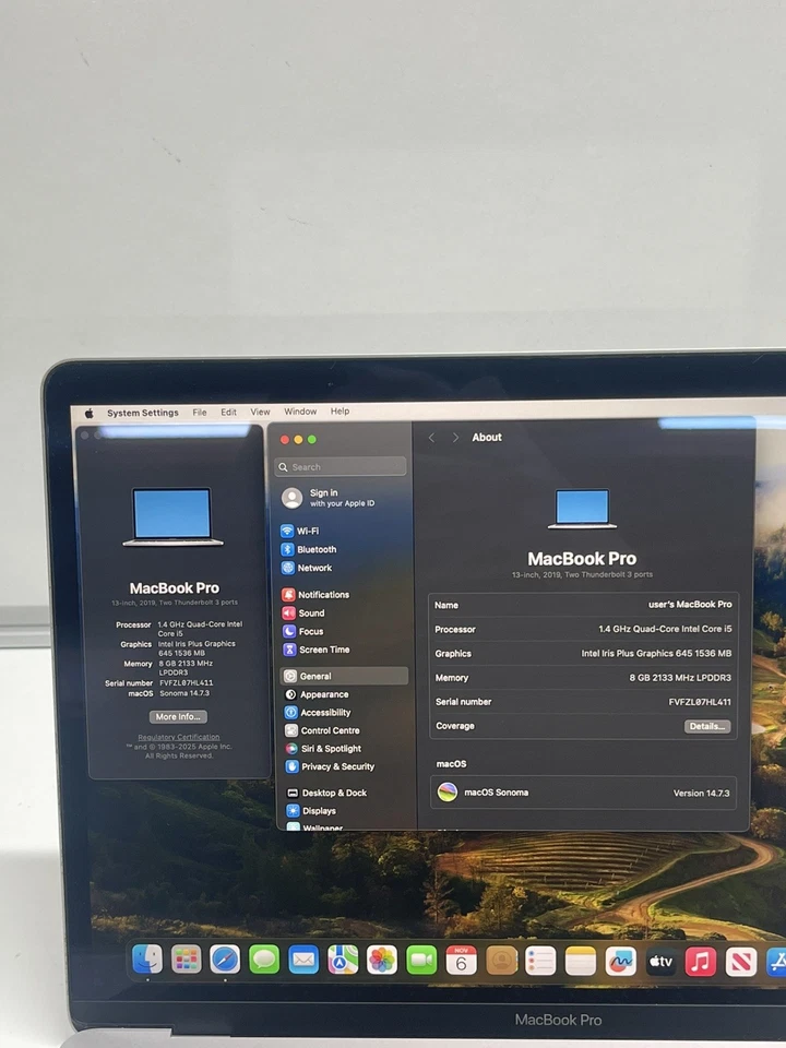 Apple MacBook Pro 13" (2019) A2159 i5-8th , 8GB RAM, 128GB SSD Touchbar Laptop - Image 4 of 4