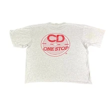 Vintage Priority Records CD One Stop Graphic T Shirt Mens XL Grey Heavyweight