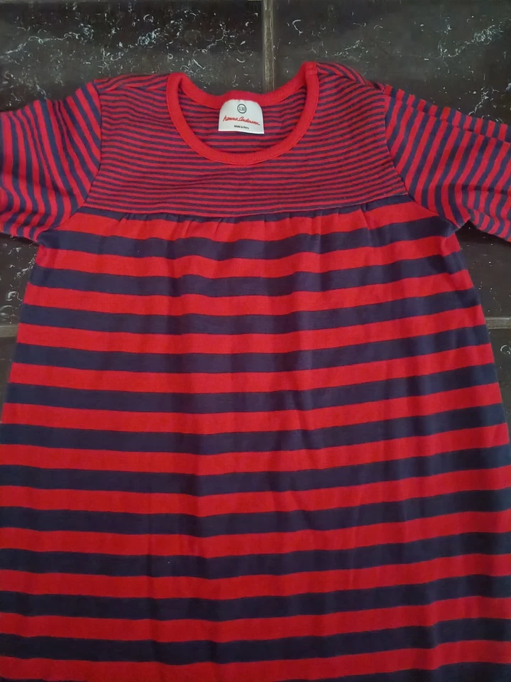 Vestido Camisa Pullover Hanna Anderson American Girl Rojo y Azul a Rayas Talla 130 Foto 3 de 4