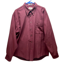 Alfani Brushed Dress Shirt Men's XL Deep Wine Twill Long Sleeve Button Down EUC
