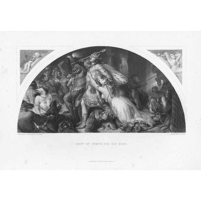 EDWIN LANDSEER Rout of Comus and His Band - Antique Print c1870