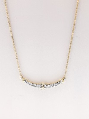 14K Gelbgold Brillant Diamant Stab Halskette Anhänger DPD-4613-5
