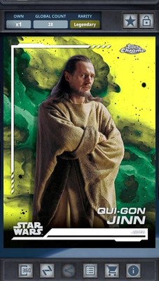 Topps Digital Star Wars Card Trader Chrome Yellow Legendary Qui-Gon Jinn 50cc!!