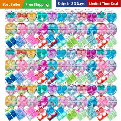 Pop Fidget Keychain 90 Pack ,Mini Fidget Toys Bulk ,Sensory Toys for Kids ,Pa...