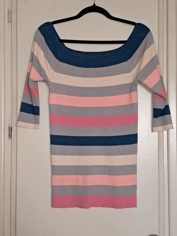 Torrid 1 Off Shoulder Striped Sweater 3/4 Sleeve Soft