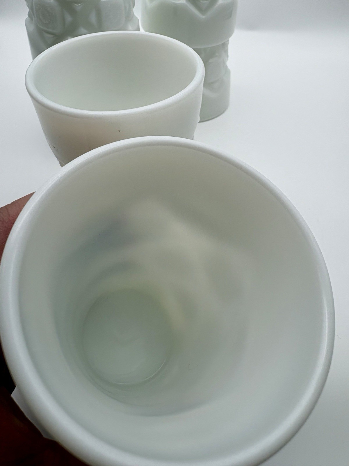 6 vintage Westmoreland Old Quilt Milk Glass 🤍Tumbler Glasses Euc