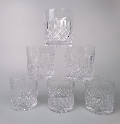Thomas Webb NORMANDY Tumbler Gläser x 6. Kristall geschliffen. Whisky Set. Vintage 200ml 3''