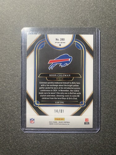 2024 Panini Select Club Level Dragon Scale Prizm /81 Keon Coleman #280 Rookie RC - Foto 2 di 2