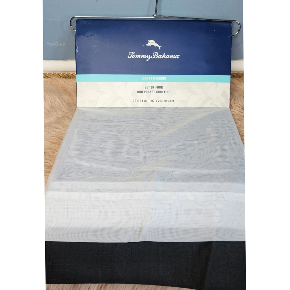 NUEVO CON ETIQUETAS TOMMY BAHAMA ROD CORTINAS DE VENTANA DE BOLSILLO - JUEGO DE 4 Foto 2 de 4