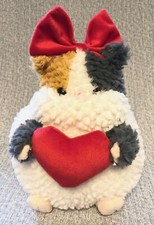 Russ Chubby HAMSTER Guinea Pig 9" Plush Red Bow Heart Valentine Jazwares Stuffed