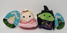 WICKED Squishmallows (Set of 2) Glinda & Elphaba Keychain 3" Plush-NEW with tags