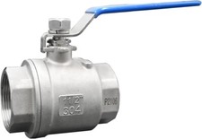 VAV 1-1/2 inch Ball Valve, 304 Stainless Steel, 2-Piece, Full Port, 1000 WOG
