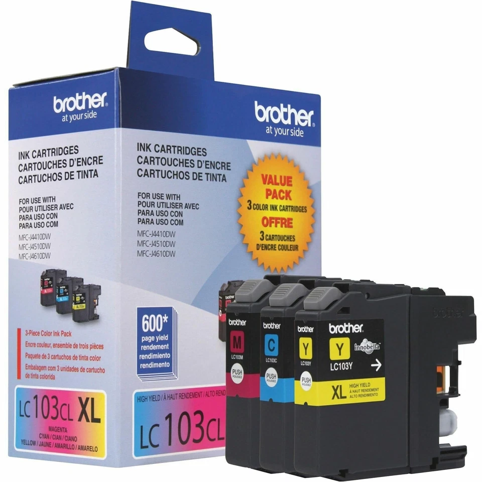Brother LC1033PKS High Yield Ink Cartridge 3 Pack Cyan Magenta Yellow - Image 4 of 4