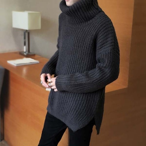 Mens Loose Fit Turtleneck Sweater 