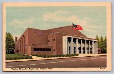 Canton Memorial Auditorium Canton Ohio OH c1930 Linen Vintage Postcard