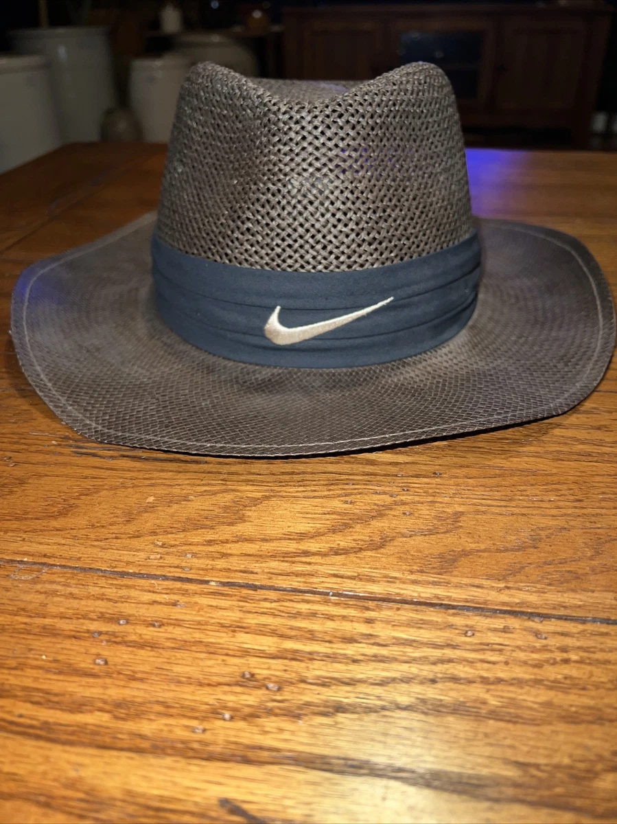 Vintage Mens Nike Golf Hat Wide Brim Made In USA Brown Twisted