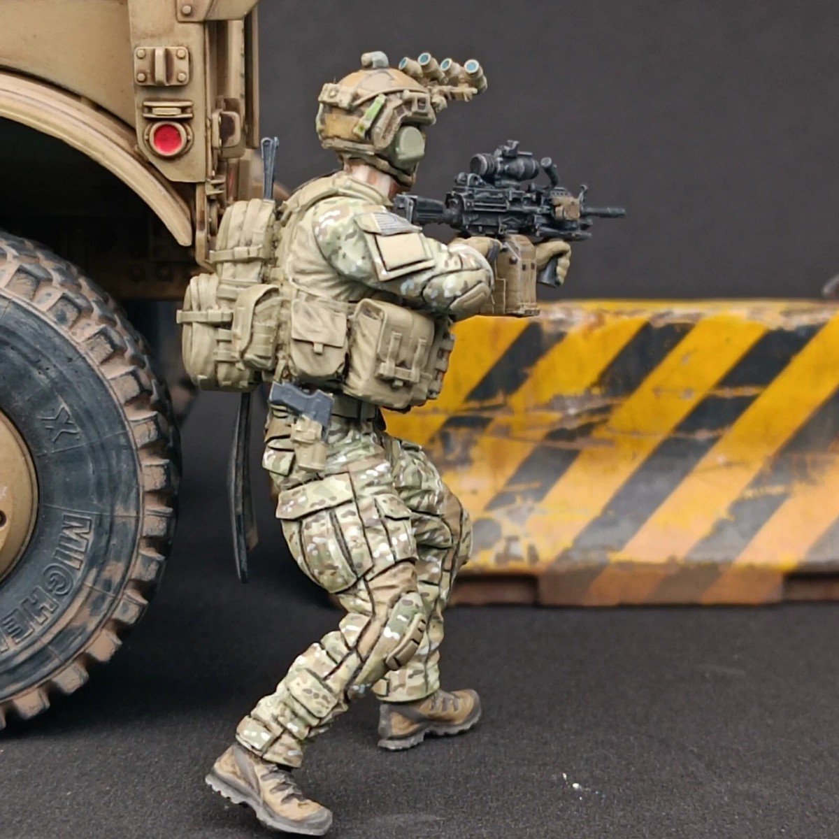 ミリタリー Rare Custom Made Military Combat Soldier 1/35 Built Modern U.S Soldier Special Force w/Mk48 Figure OCP (Pre