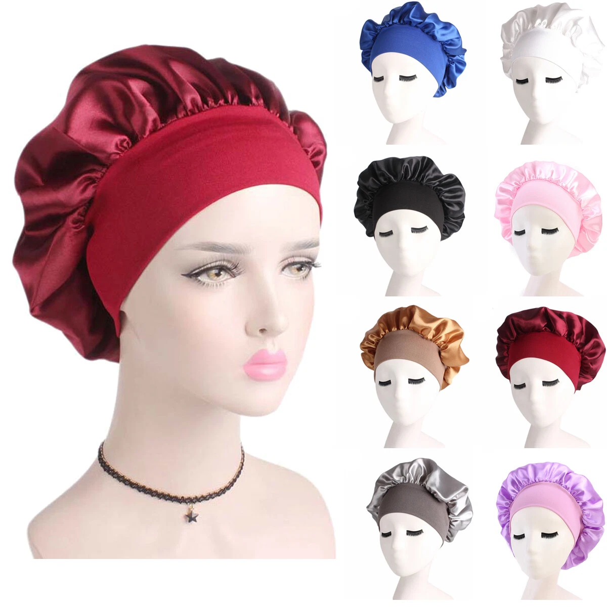 Bonnet De Nuit En Satin De Soie Bonnet Pour Cheveux Couvre-Tête Élastique À  R