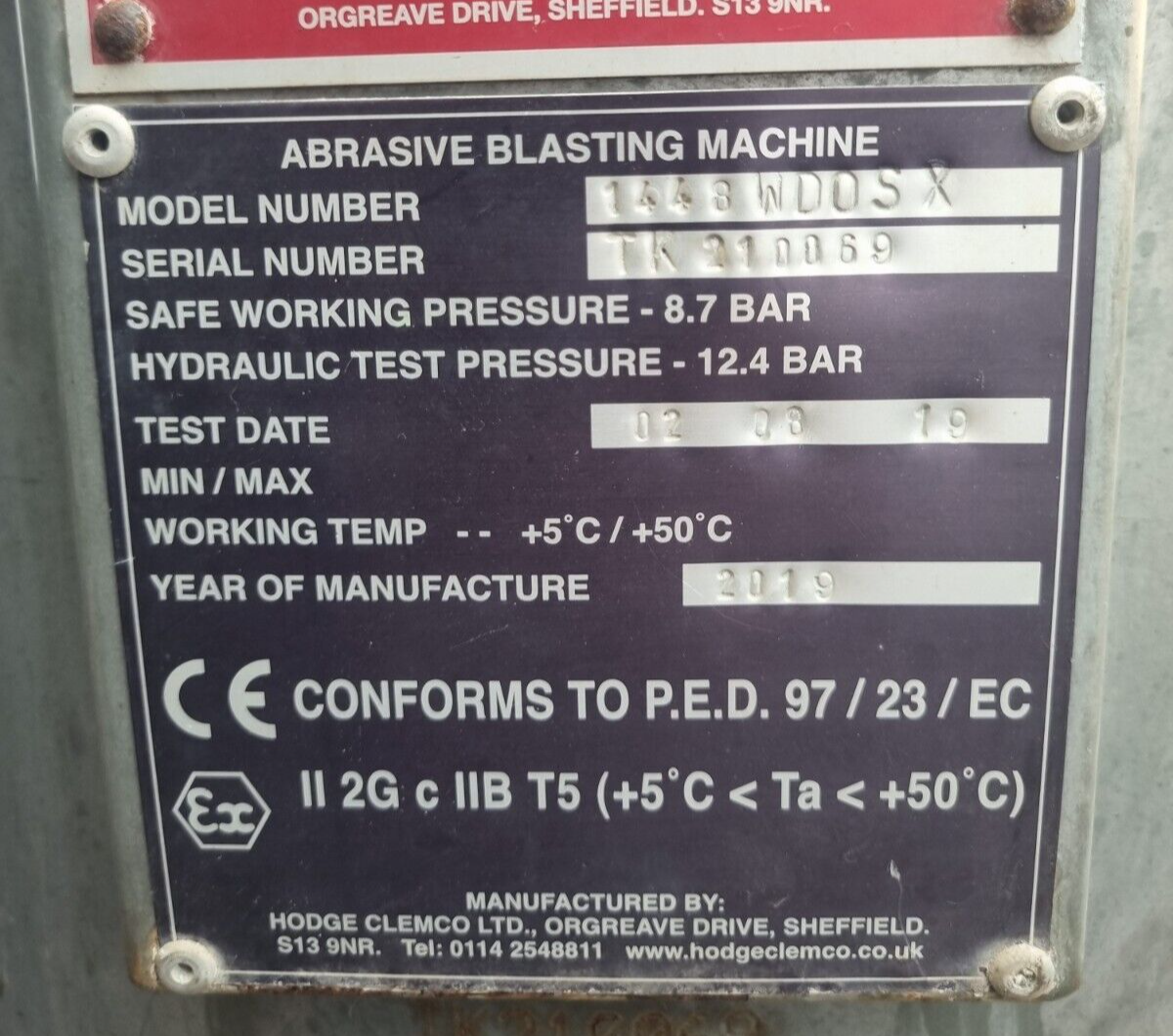 ハマースミスページ Hodge Clemco Ltd 1448WD0SX Abrasive Blasting Machine | eBay