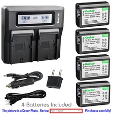 Kastar Battery LCD Dual Fast Charger for NP-FW50 & Sony α7S α7S II α7RII α7sII