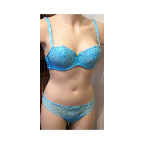 Masquerade By Panache Turquoise Maia Lace Thongs - Picture 1 of 6