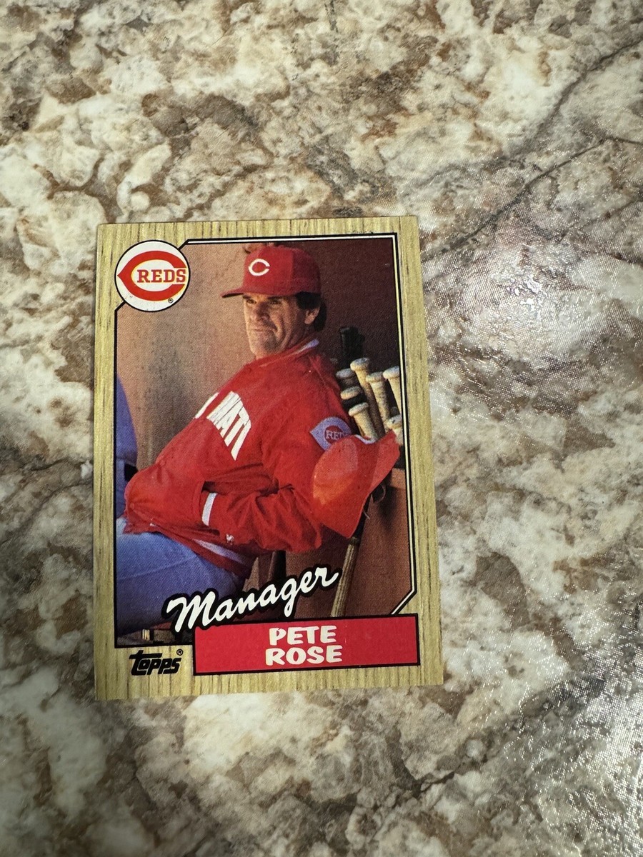 1987 topps pete rose cincinnati reds #393 rare baseball card 1987 Topps Pete Rose #393 Manager PSA 8 Cincinnati Reds Baseball Card