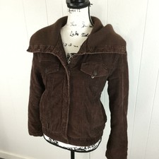 Fs Sport Snap Up Cowl Neck Brown Corduroy Jacket Women's Size Small
