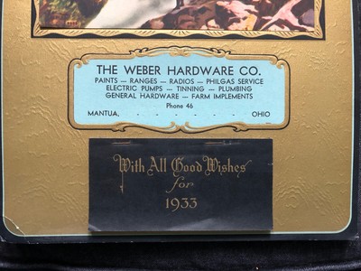 ART DECO CALENDAR 1933 WEBER HARDWARE CO Mantua Oh Fishing Scene FARM  RADIOS | eBay