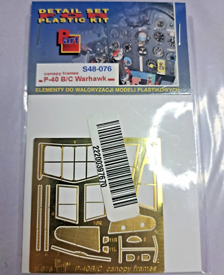 Part S48-076 1/48 P-40B/C Canopy Frame Photoetch Detail Hobbycraft