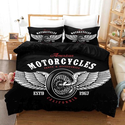 3D Eagle Motorcycle Logo Quilt Cover Set Bedding Sets Pillowcases Queen