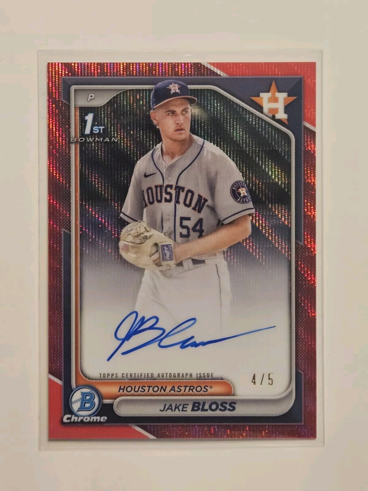 Jake Bloss 2024 Bowman Chrome 1st Auto Red Wave Refractor /5 CPA-JB Astros 🟠🔵