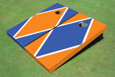 Orange And Royal Alternating Diamond Custom Cornhole Board