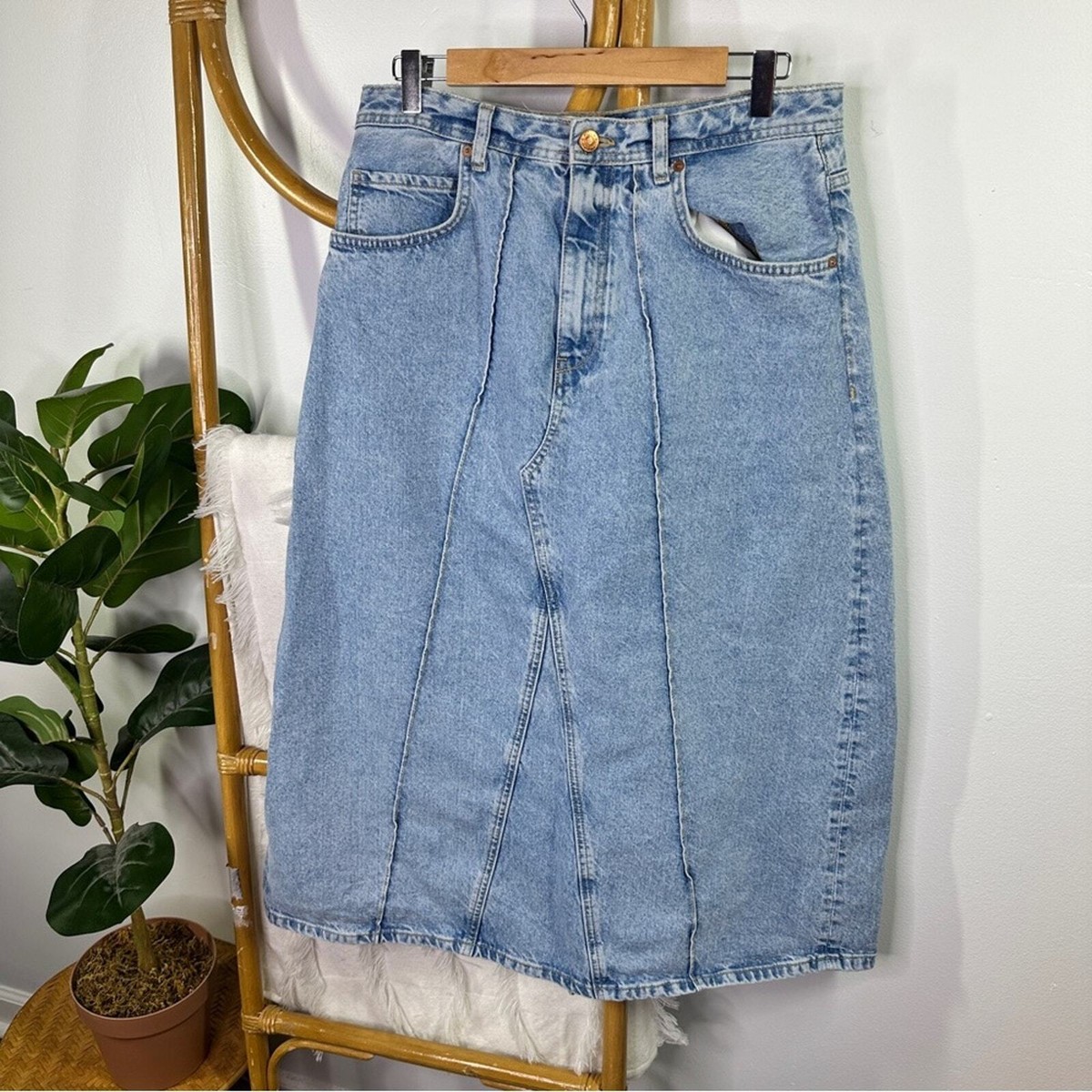 Anthropologie Pilcro Denim Midi Skirt sz 12