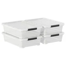 4 Pack 20-Quart Under Bed Storage Box with Wheels, Clear
