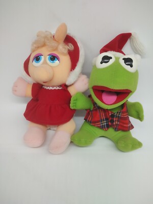 Vintage Baby Miss Piggy Baby Kermit Plush Dolls Muppet Babies