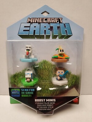  Brand New Minecraft Earth Boost Mini 4 Pack Polar Bear Wolf Rabbit Steve NM/M