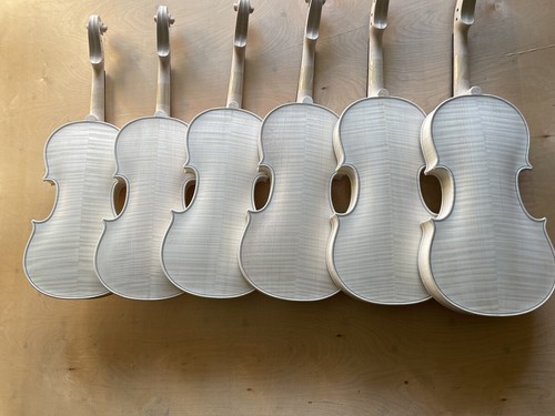 Un violín blanco violín sin terminar 4/4 llama arce abeto hecho a mano - Imagen 15 de 15