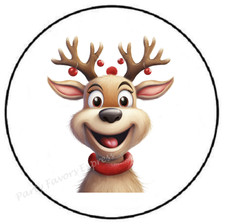 CUTE HAPPY FUNNY REINDEER CHRISTMAS ENVELOPE SEALS LABELS STICKERS PARTY FAVORS