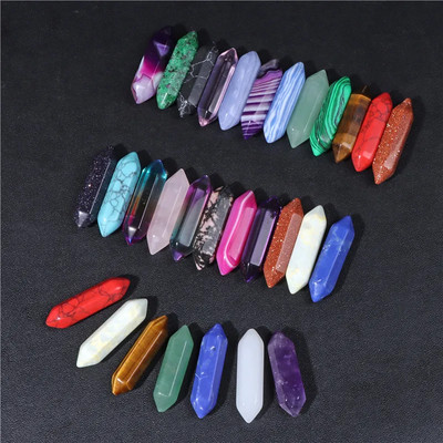 35 Colors Natural Crystal Point Wand Amethyst Healing Stone Hexagonal Ornament