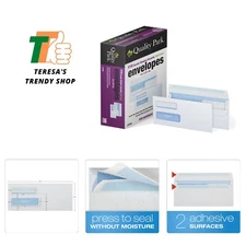 Secure & Stylish 500 Pack Double-Window Self-Seal Envelopes, 4-1/8" x 9-1/2"