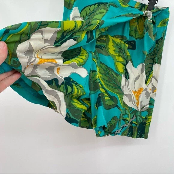 Pantalones Cortos Linda Allard Ellen Tracy Para Mujer’s 14 De Colección 100% Seda Tropical Envoltura Azul Foto 3 de 4