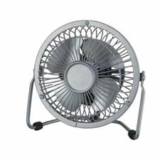MAINSTAYS 4 INCH METAL MINI 360 DEGREE USB PERSONAL DESKTOP FAN, SILVER *NEW