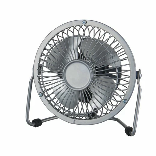 MAINSTAYS 4 INCH METAL MINI 360 DEGREE USB PERSONAL DESKTOP FAN, SILVER *NEW