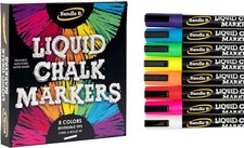 NW BANDLE B. LIQUID CHALK MARKERS 8 COLORS REVERSIBLE TIPS